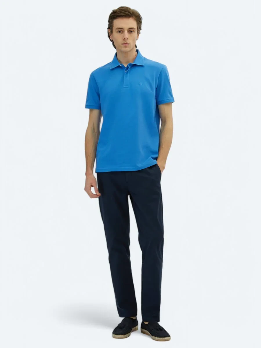 Saks Plain Polo Neck 100% Cotton T-Shirt - 2