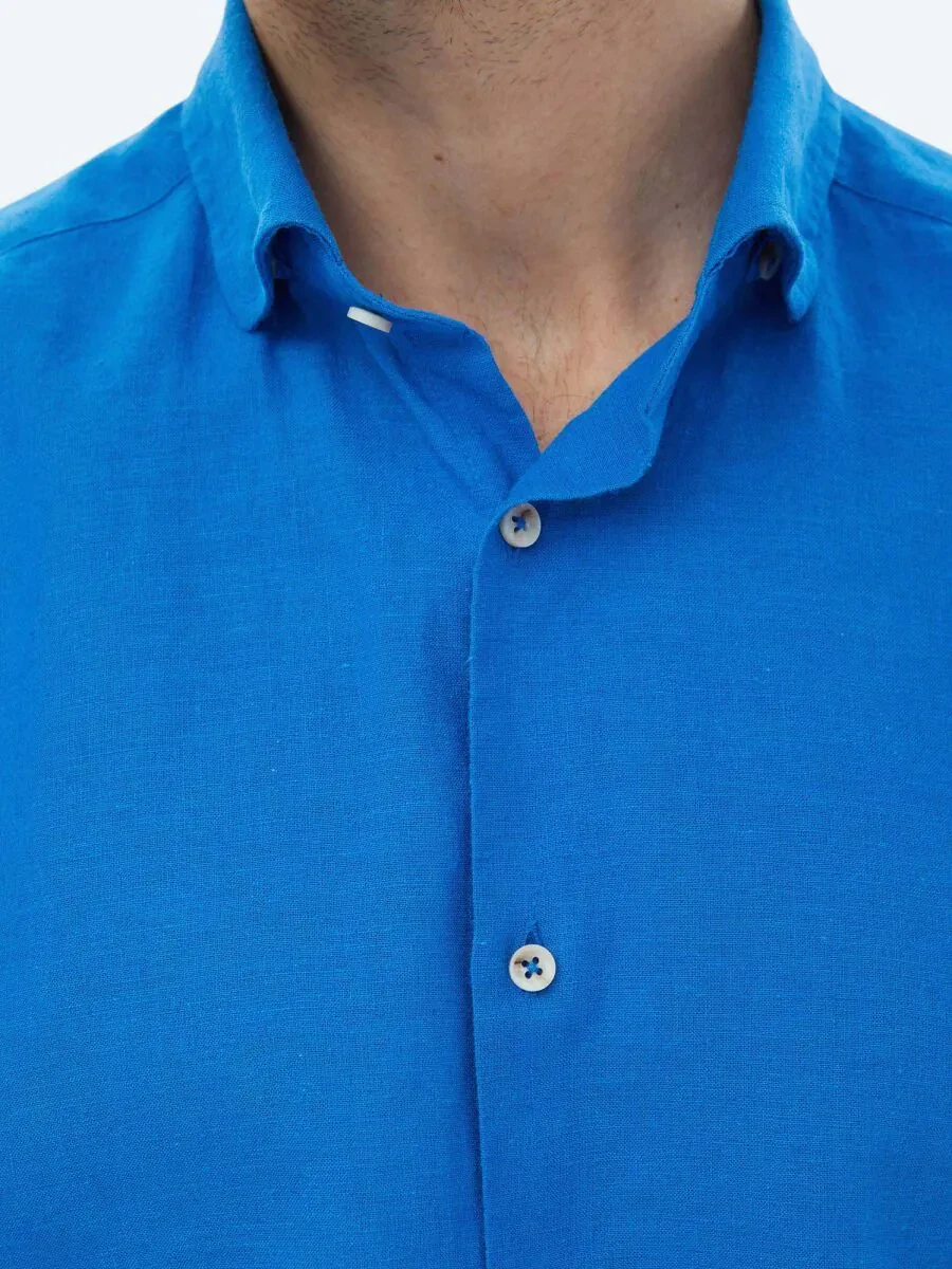 Saks Plain Regular Fit Weaving Casual Cotton Blended Shirt - 8