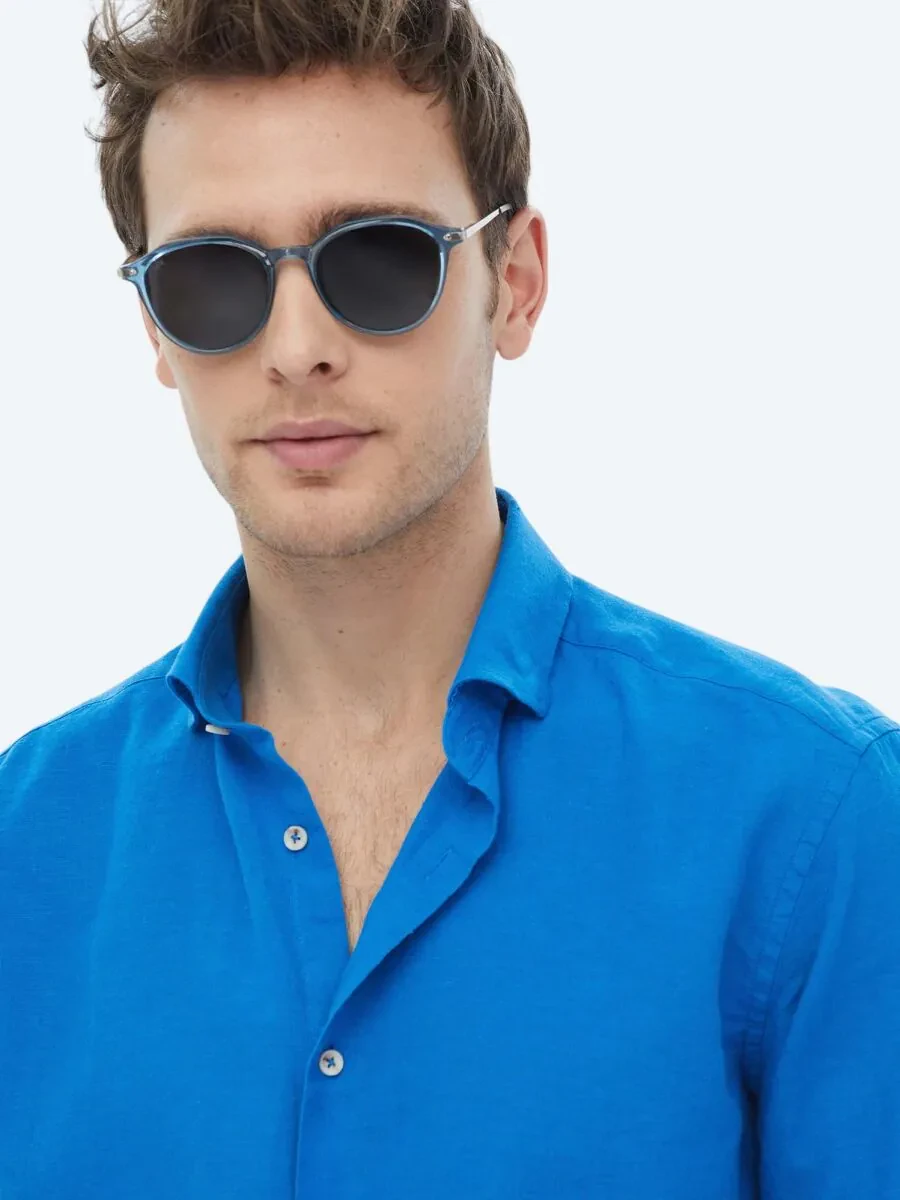 Saks Plain Regular Fit Weaving Casual Cotton Blended Shirt - 9