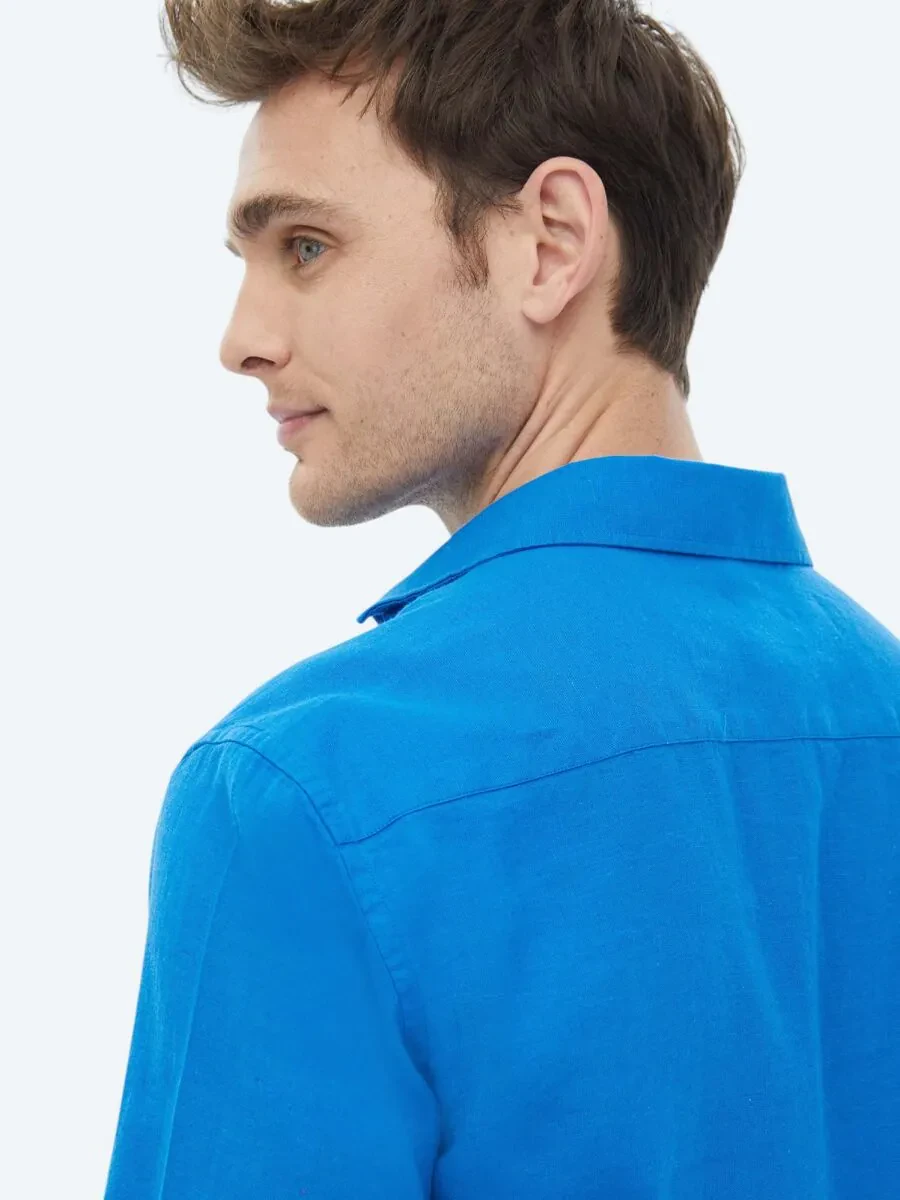 Saks Plain Regular Fit Weaving Casual Cotton Blended Shirt - 11