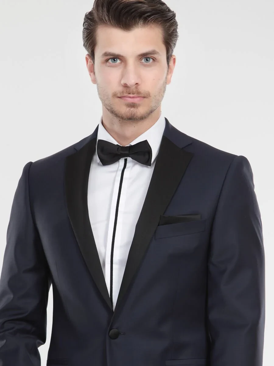 Saks Plain Slim Fit Butterfly Collar Weaving Tuxedo - 1
