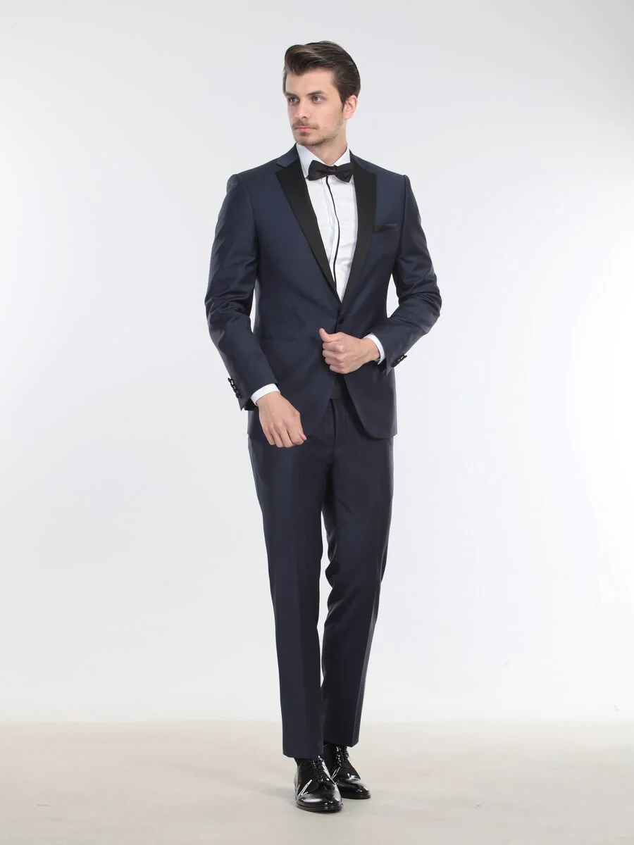 Saks Plain Slim Fit Butterfly Collar Weaving Tuxedo - 2