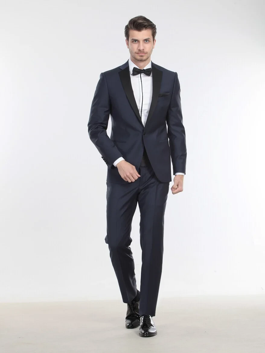 Saks Plain Slim Fit Butterfly Collar Weaving Tuxedo - 6