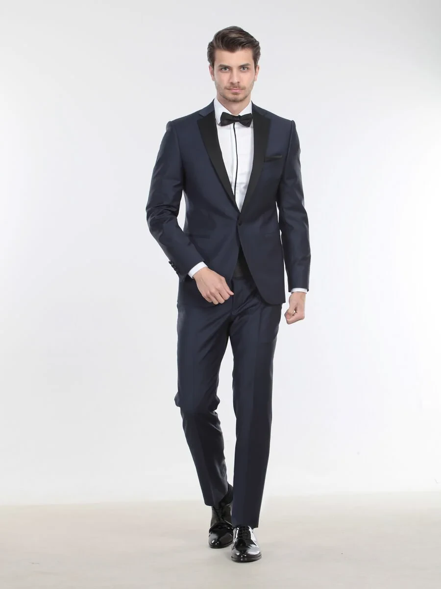 Saks Plain Slim Fit Butterfly Collar Weaving Tuxedo - 6