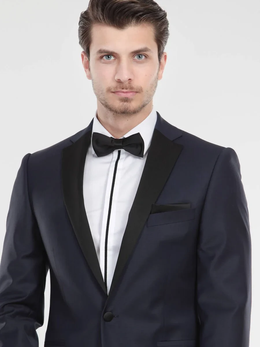 Saks Plain Slim Fit Butterfly Collar Weaving Tuxedo - 1