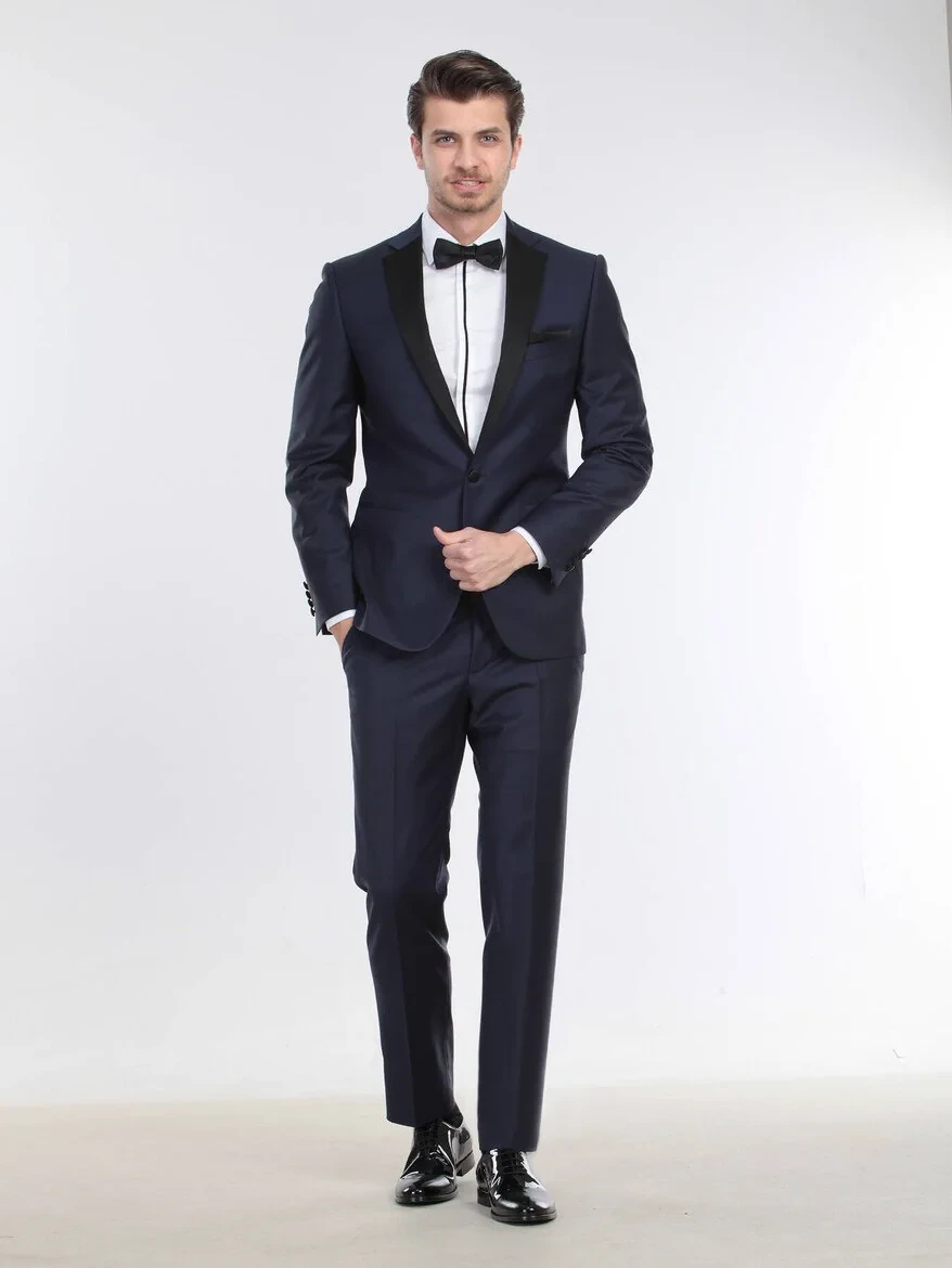 Saks Plain Slim Fit Butterfly Collar Weaving Tuxedo - 2