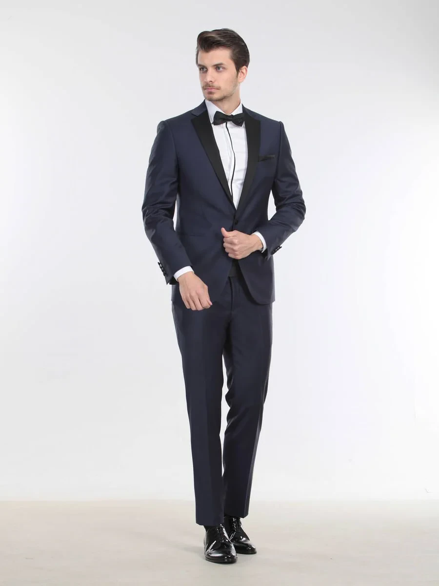 Saks Plain Slim Fit Butterfly Collar Weaving Tuxedo - 5