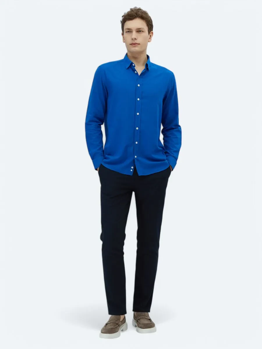 Saks Plain Weaving Casual 100% Cotton Shirt - 2