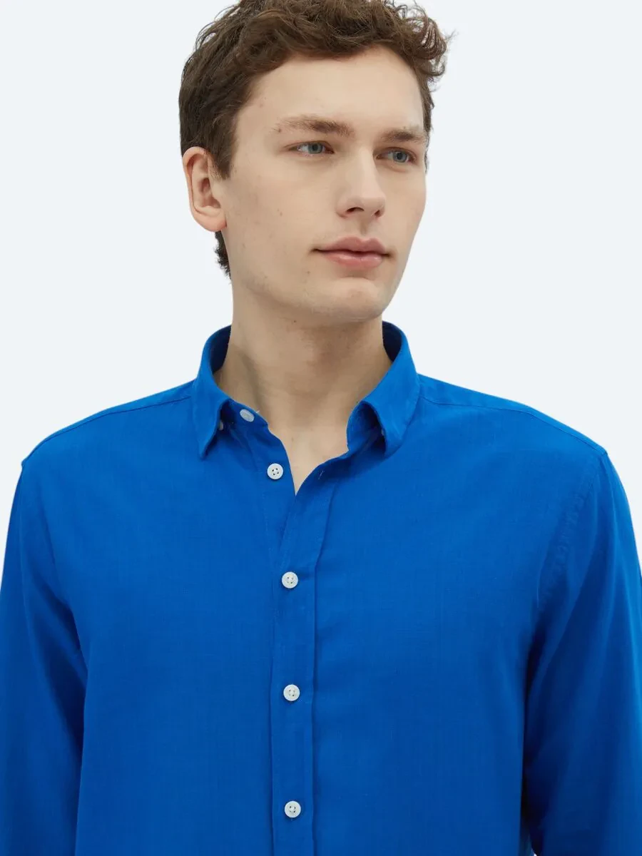 Saks Plain Weaving Casual 100% Cotton Shirt - 3