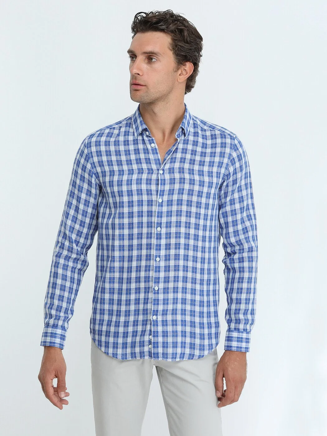 Saks Regular Fit Dokuma Casual %100 Pamuk Gömlek - 1