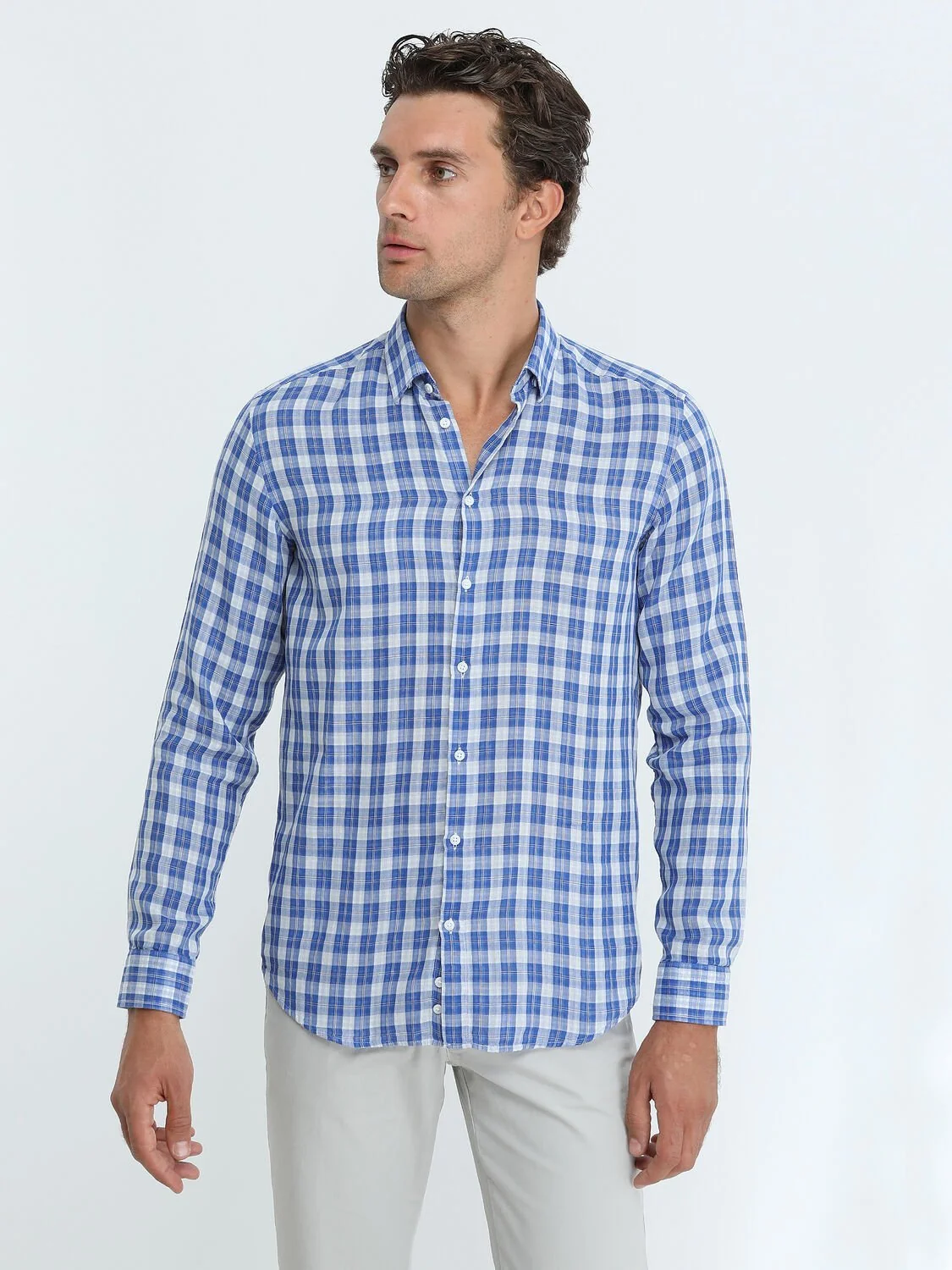 Saks Regular Fit Dokuma Casual %100 Pamuk Gömlek - 1