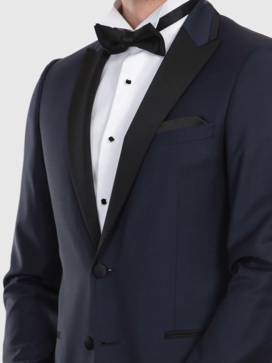Saks Slim Fit Butterfly Collar Weaving Tuxedo - 1