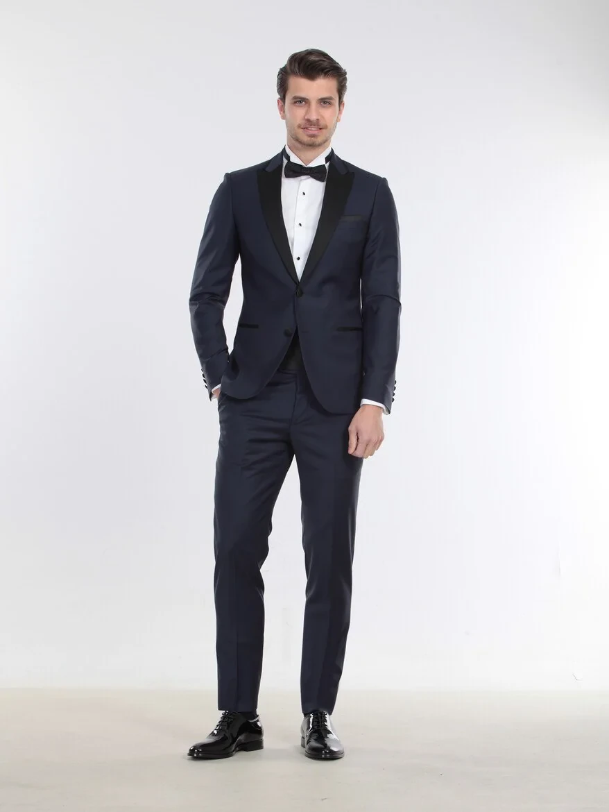 Saks Slim Fit Butterfly Collar Weaving Tuxedo - 2