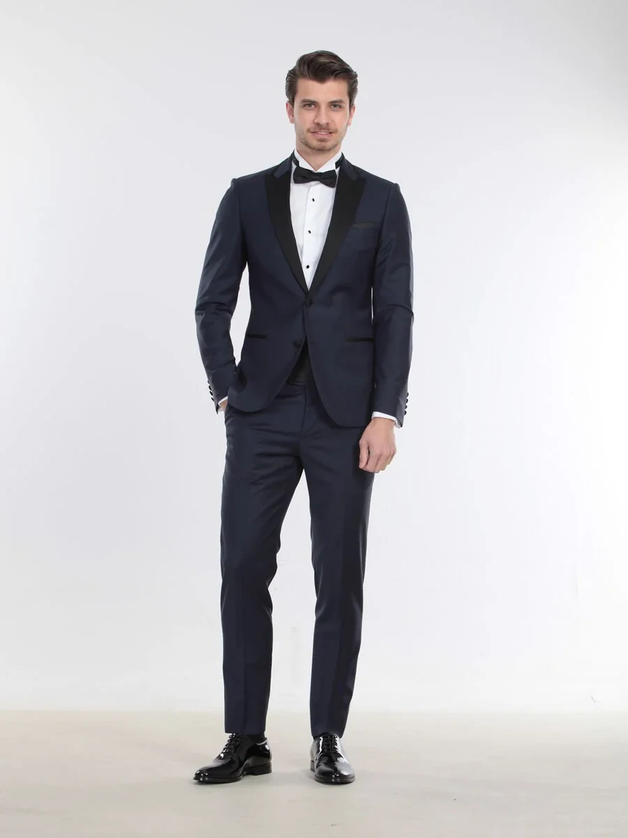 Saks Slim Fit Butterfly Collar Weaving Tuxedo - 2