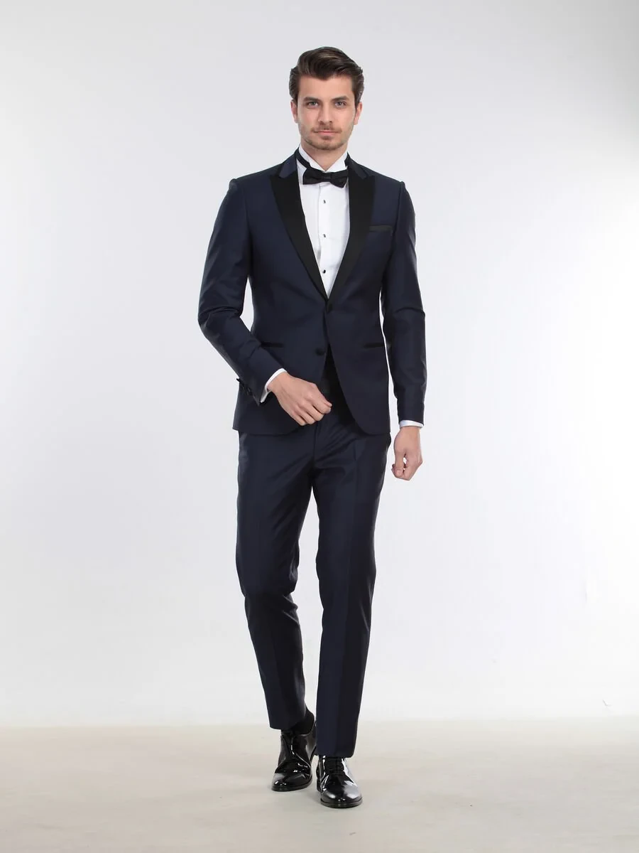 Saks Slim Fit Butterfly Collar Weaving Tuxedo - 3