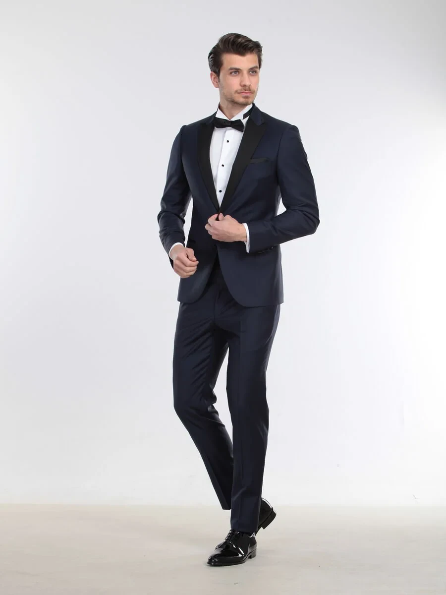 Saks Slim Fit Butterfly Collar Weaving Tuxedo - 4