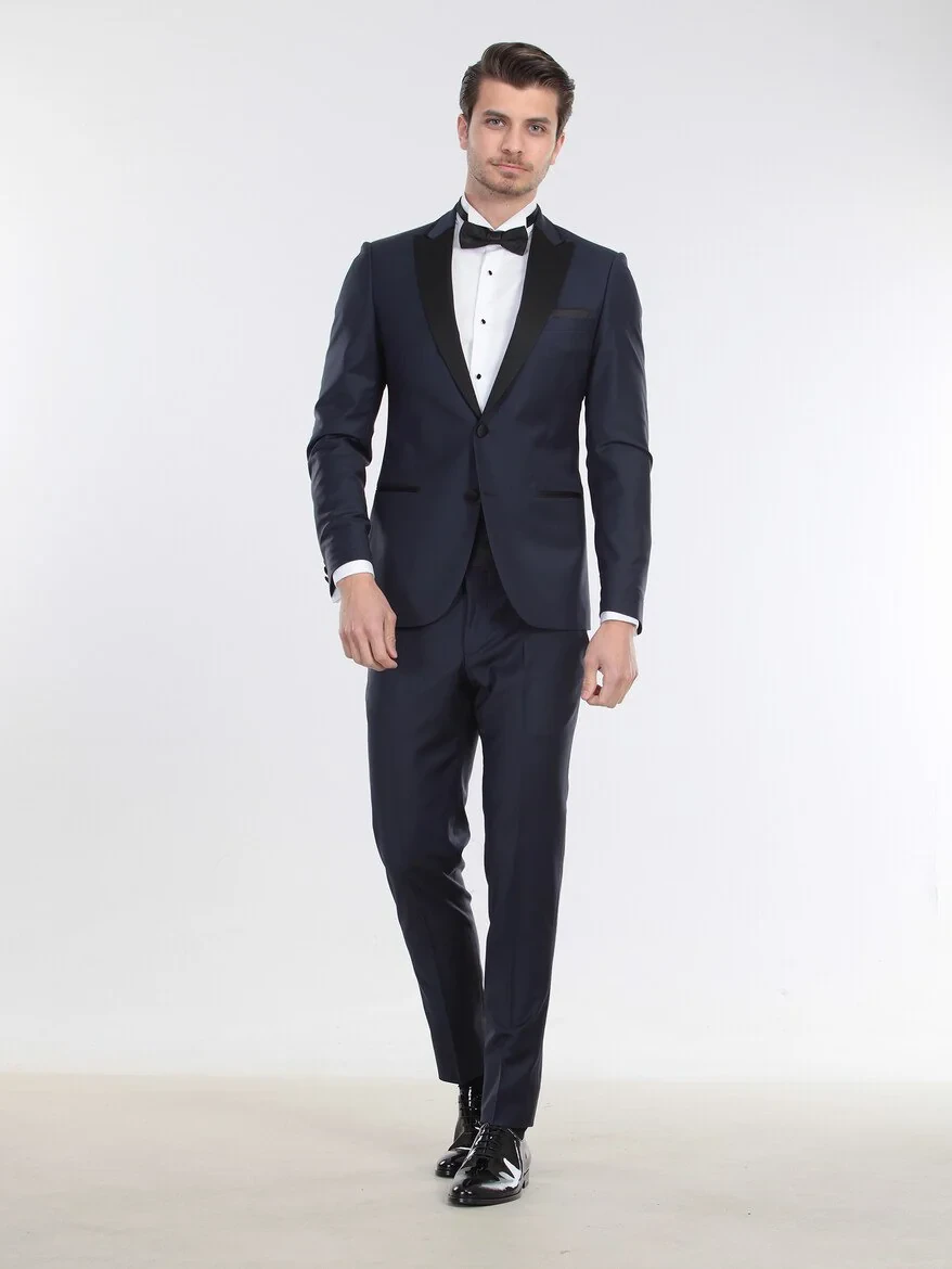 Saks Slim Fit Butterfly Collar Weaving Tuxedo - 5