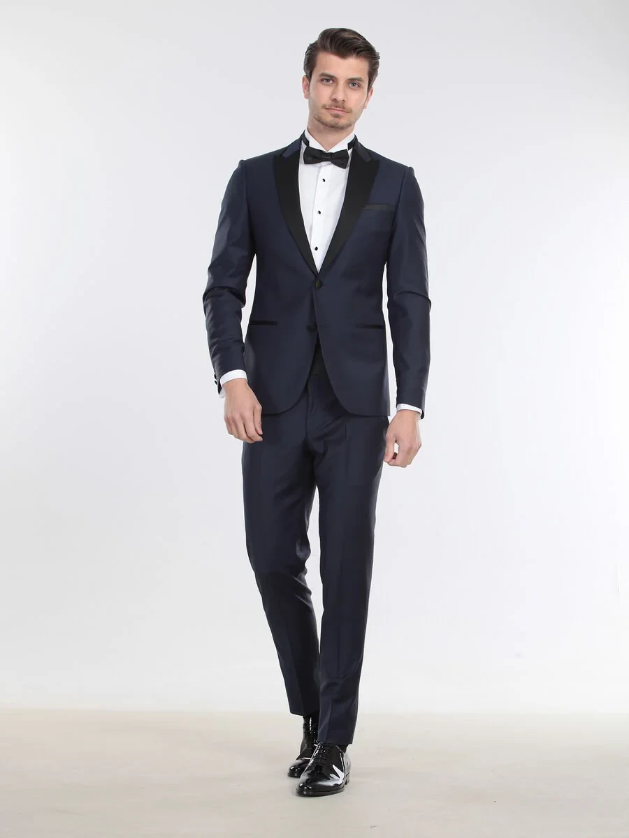 Saks Slim Fit Butterfly Collar Weaving Tuxedo - 5