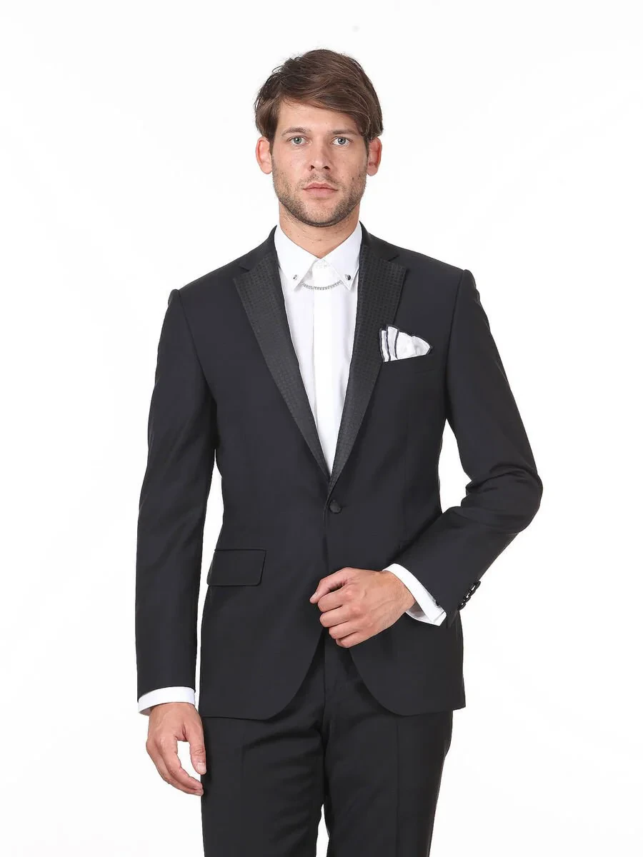 Saks Slim Fit Butterfly Collar Weaving Tuxedo - 1