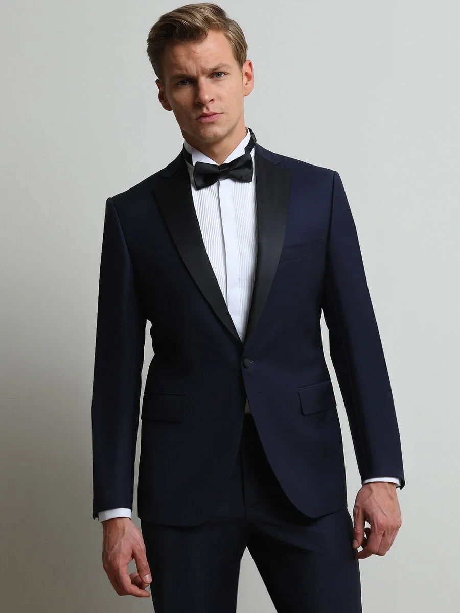 Saks Slim Fit Butterfly Collar Weaving Tuxedo - 1