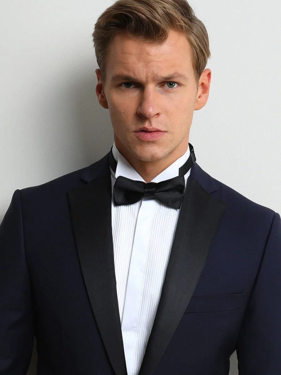 Saks Slim Fit Butterfly Collar Weaving Tuxedo - 2