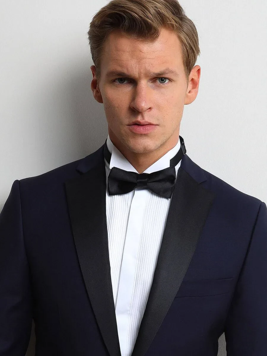 Saks Slim Fit Butterfly Collar Weaving Tuxedo - 2