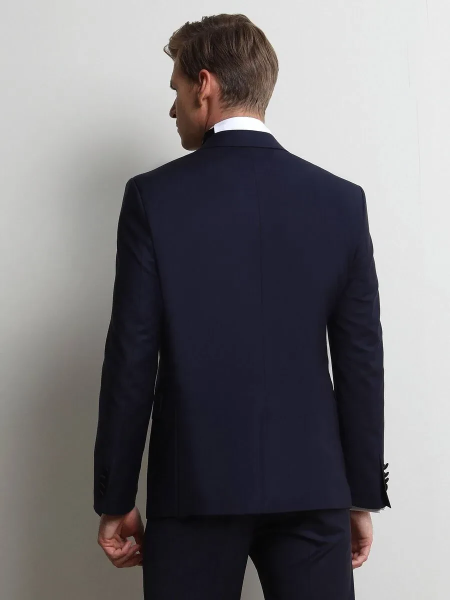 Saks Slim Fit Butterfly Collar Weaving Tuxedo - 4