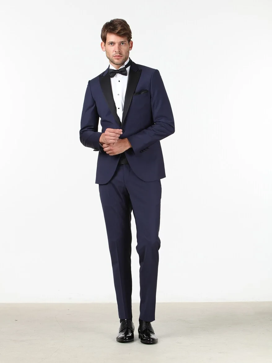 Saks Slim Fit Double Breasted Collar Weaving Tuxedo - 3