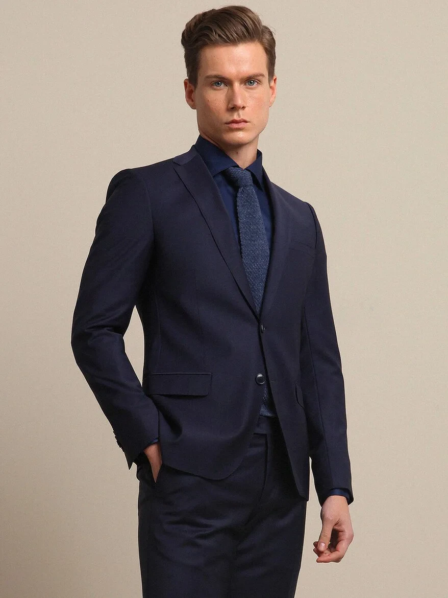 Saks Slim Fit Wool Blended Suit - 1