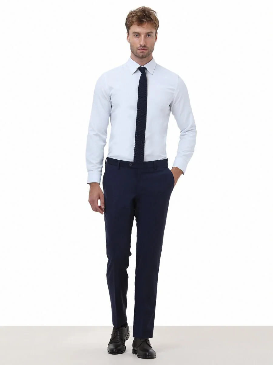 Saks Weaving Fitted Fit Classical Wool Blended Trousers - 2