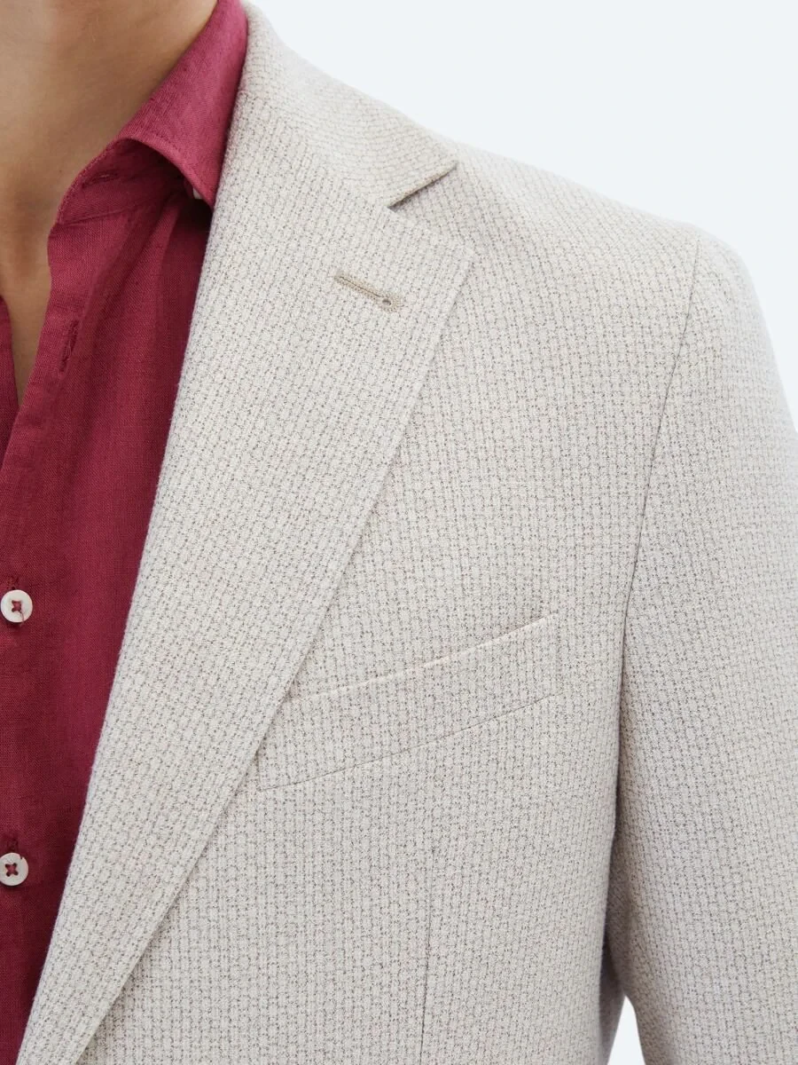 Salmon Patterned Modern Fit Linen Blended Jacket - 6