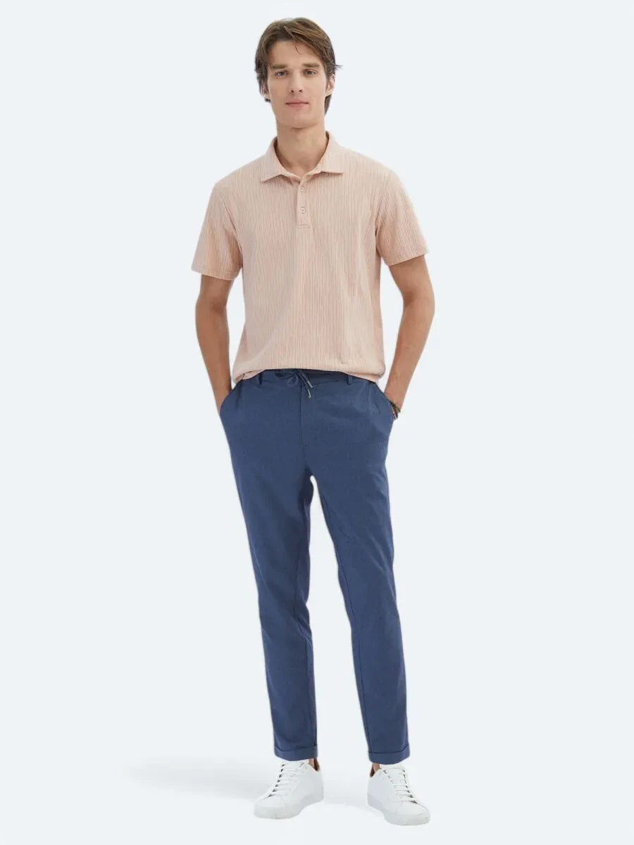 Salmon Patterned Polo Neck Cotton Blended T-Shirt - 2