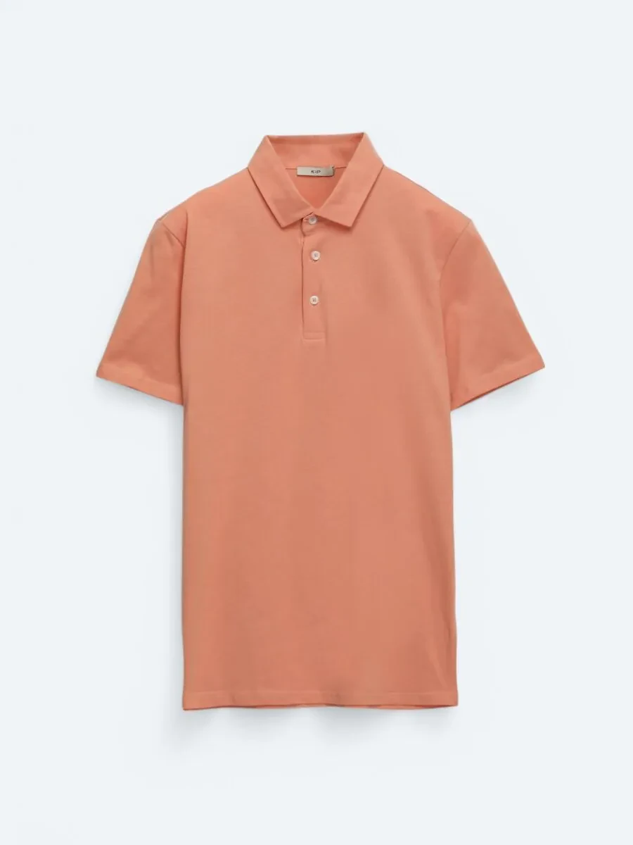 Salmon Plain Polo Neck 100% Cotton T-Shirt - 7