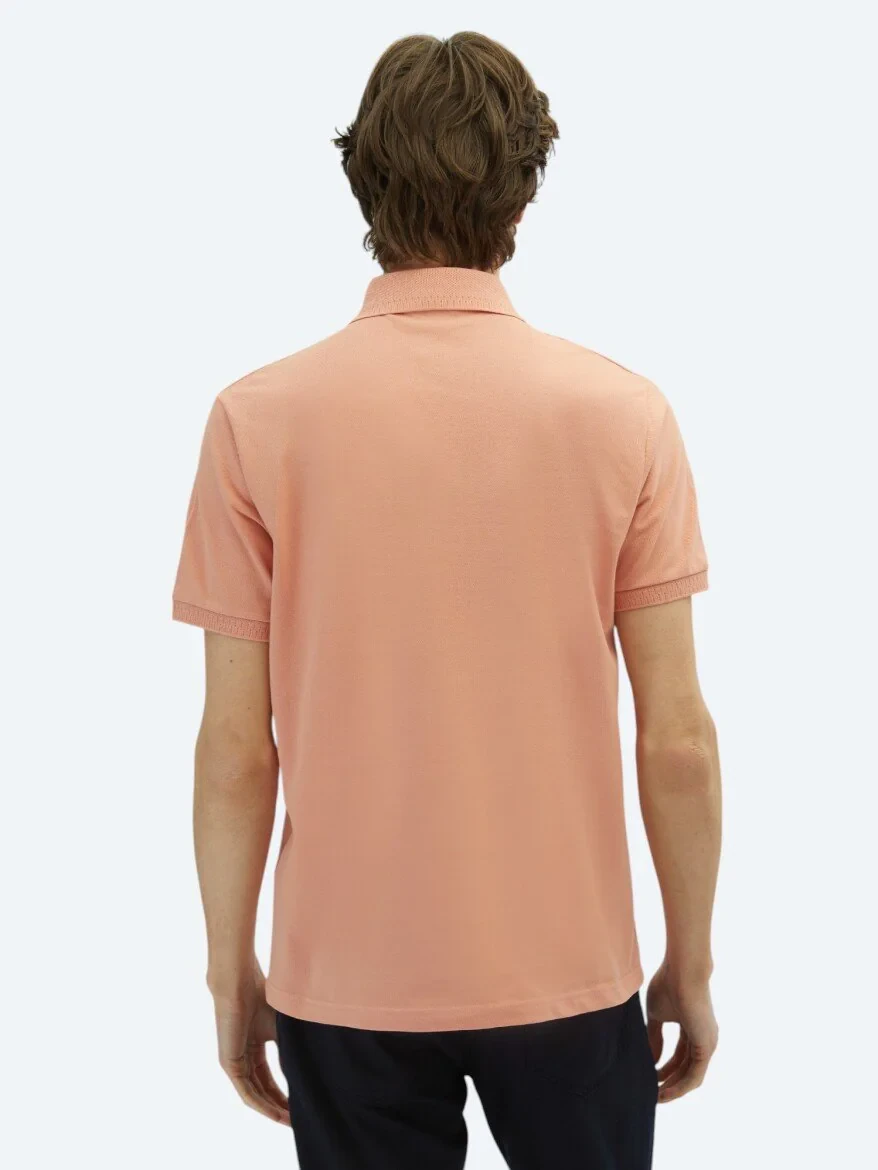 Salmon Plain Polo Neck 100% Cotton T-Shirt 