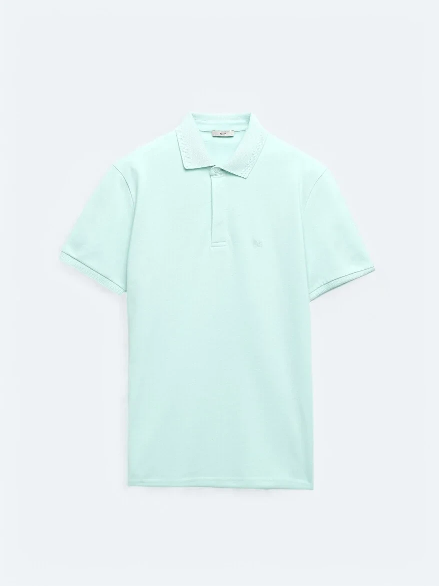 See Green Plain Polo Neck 100% Cotton T-Shirt - 6