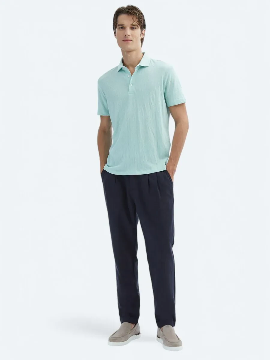 See Green Plain Polo Neck Cotton Blended T-Shirt - 2