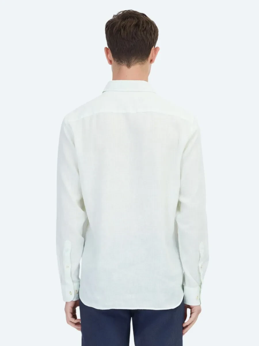 See Green Plain Weaving Casual Cotton Blended Shirt - 5
