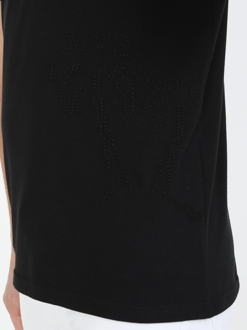 Siyah Baskılı Polo Yaka %100 Pamuk T-Shirt - 4