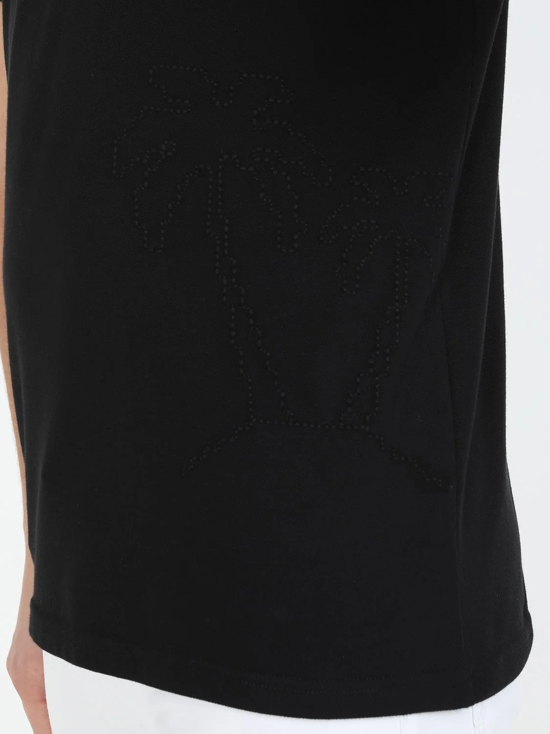 Siyah Baskılı Polo Yaka %100 Pamuk T-Shirt - 4