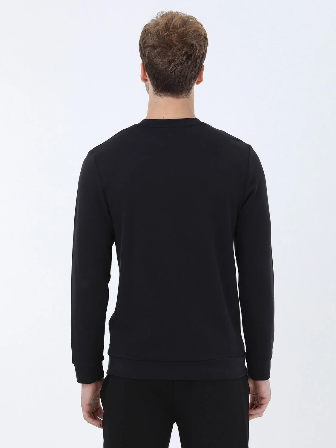 Siyah Bisiklet Yaka Sweatshırt - 4