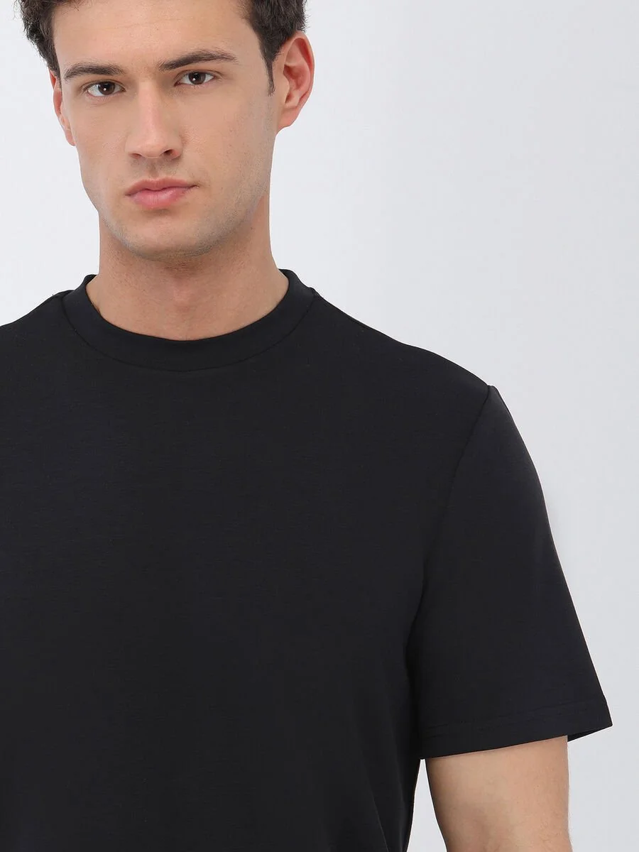 Siyah Bisiklet Yaka T-Shirt - 1