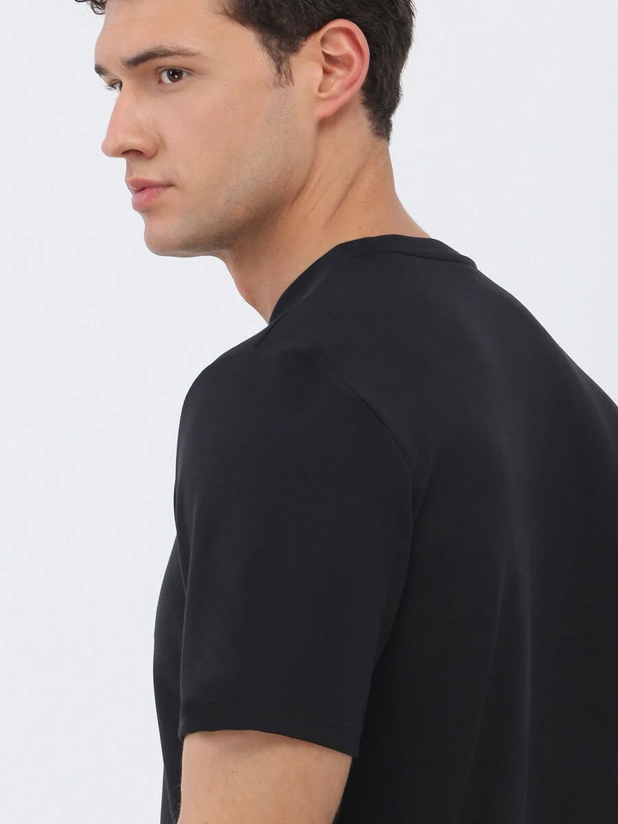 Siyah Bisiklet Yaka T-Shirt - 4
