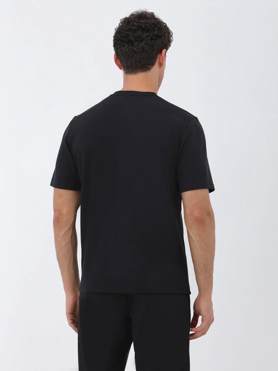 Siyah Bisiklet Yaka T-Shirt - 5