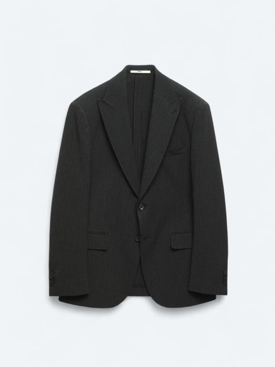 Siyah Çizgili Modern Fit Ceket - 8