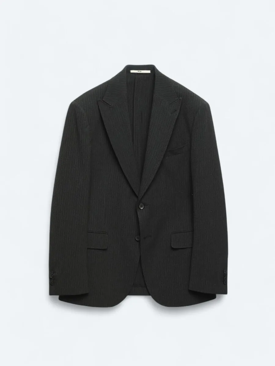 Siyah Çizgili Modern Fit Ceket - 8