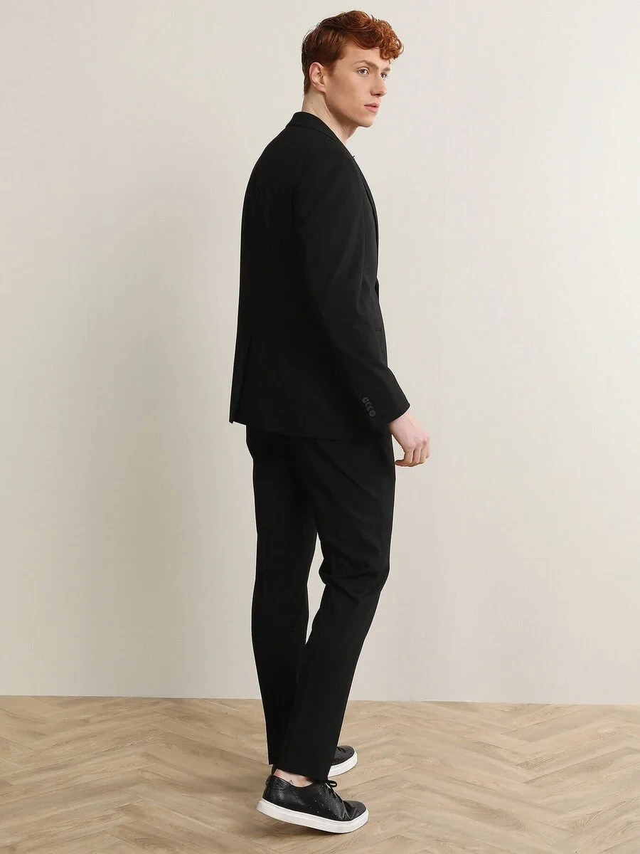 Siyah Çizgili Modern Fit Takım Elbise - 5