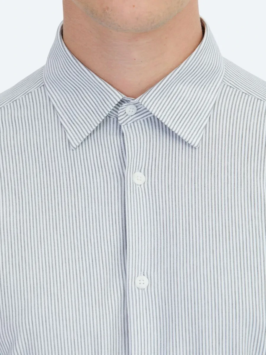 Siyah Çizgili Regular Fit Casual Pamuk Karışımlı Gömlek - 4