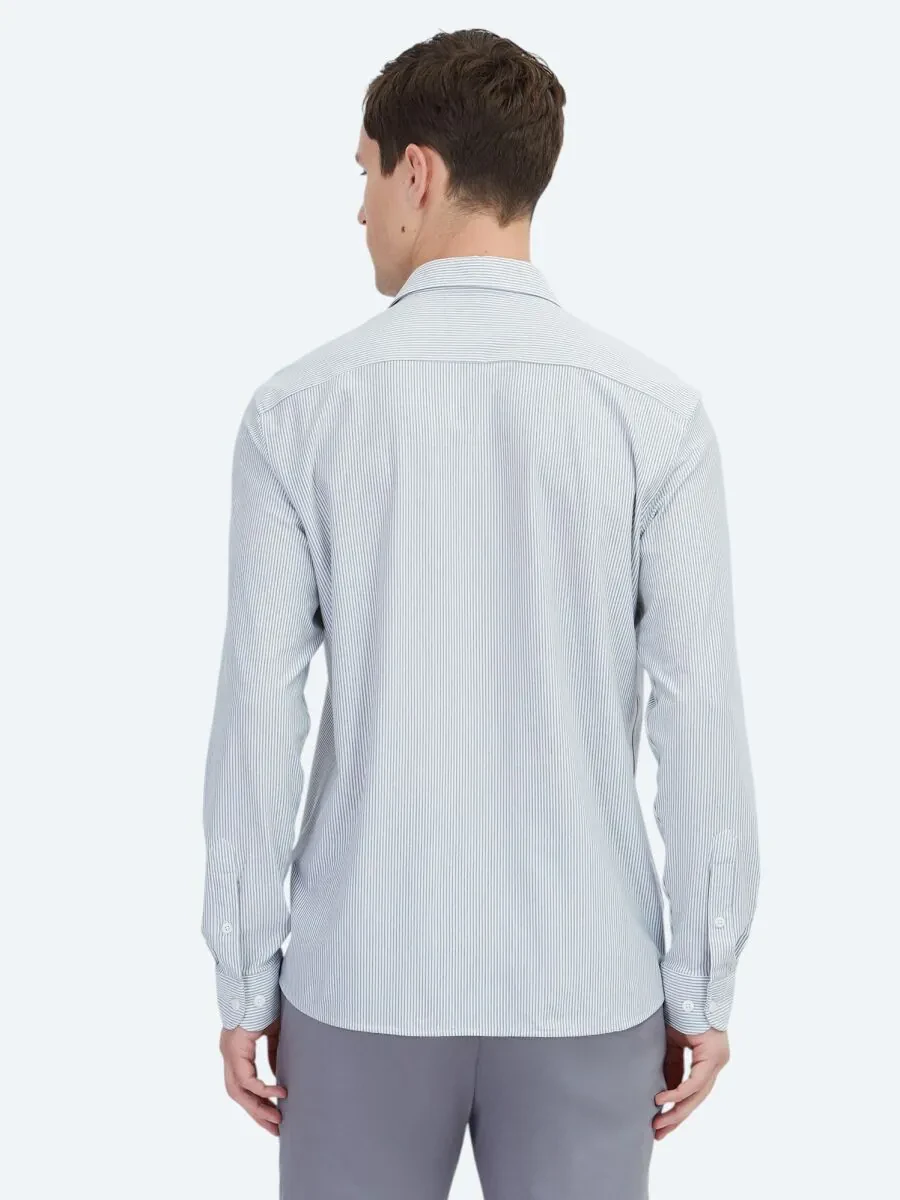 Siyah Çizgili Regular Fit Casual Pamuk Karışımlı Gömlek - 5