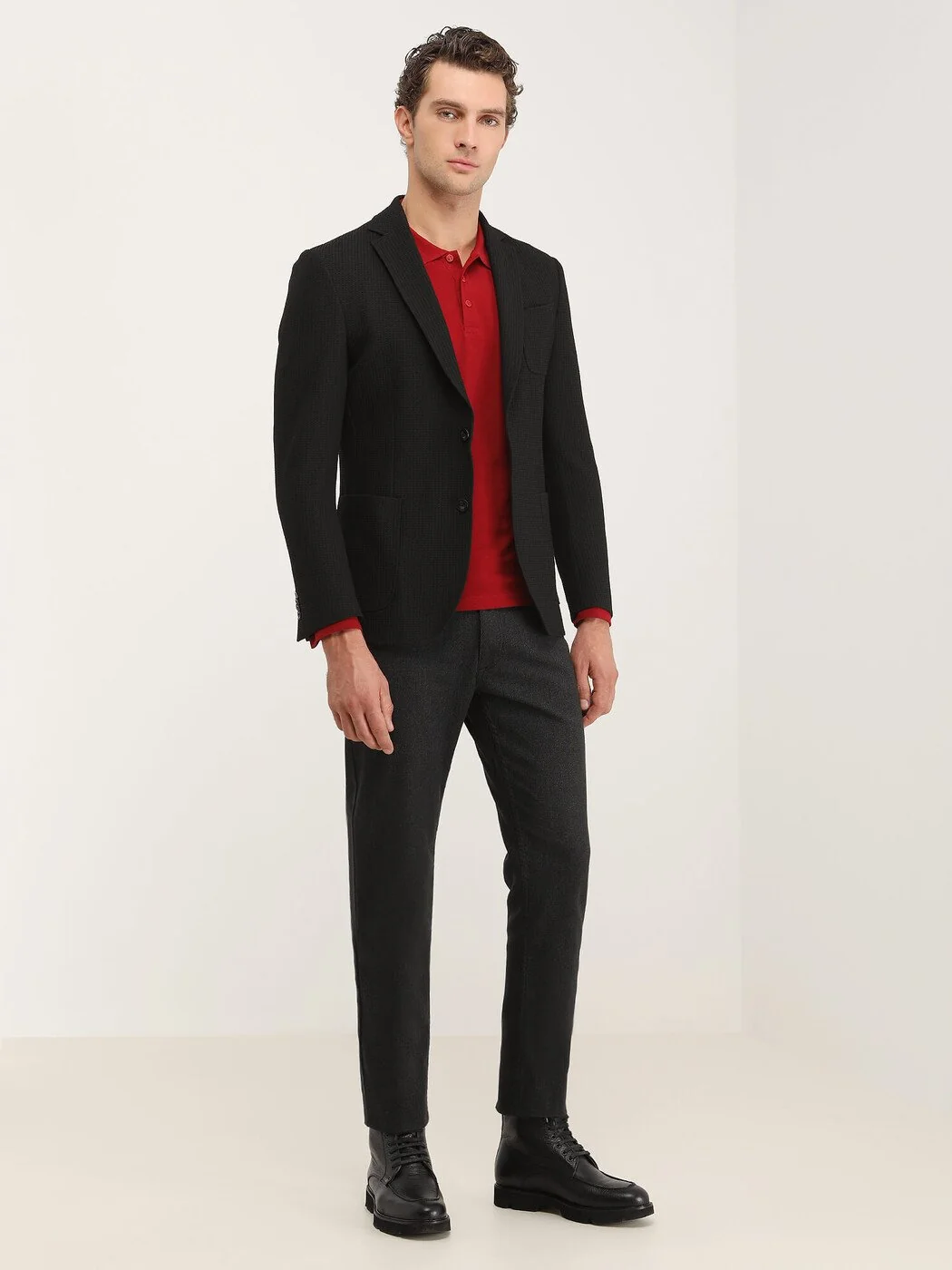 Siyah Desenli Modern Fit Ceket - 2