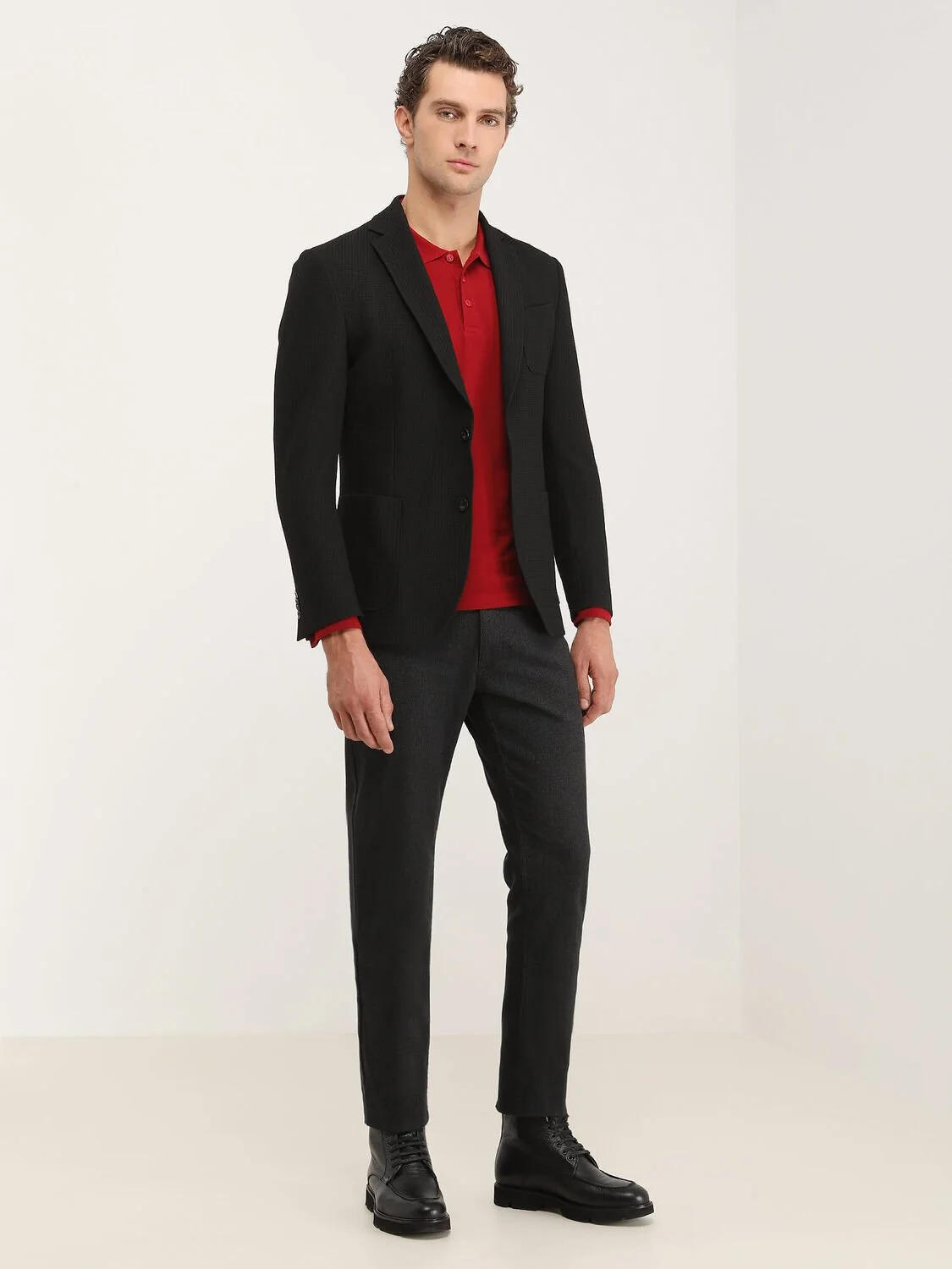 Siyah Desenli Modern Fit Ceket - 2